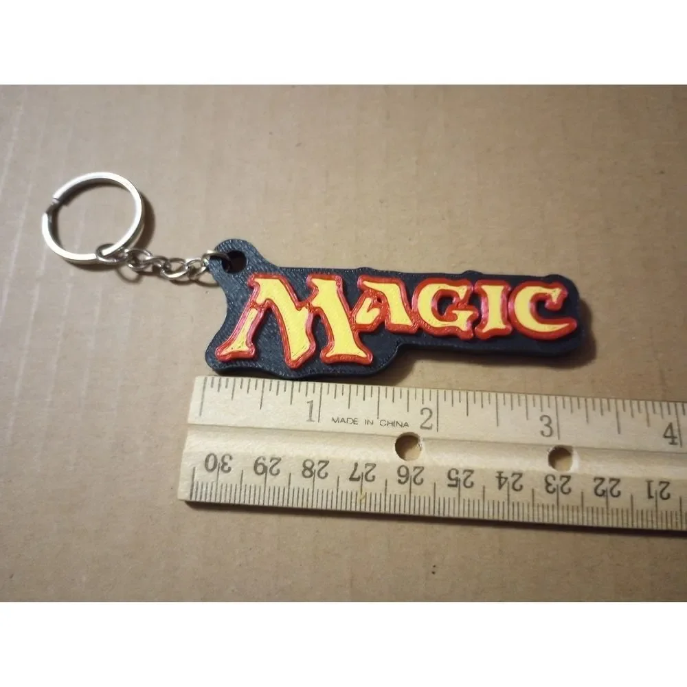 Magic The Gathering MTG Logo 3D Printed Keychain Black Red Yellow Gaming